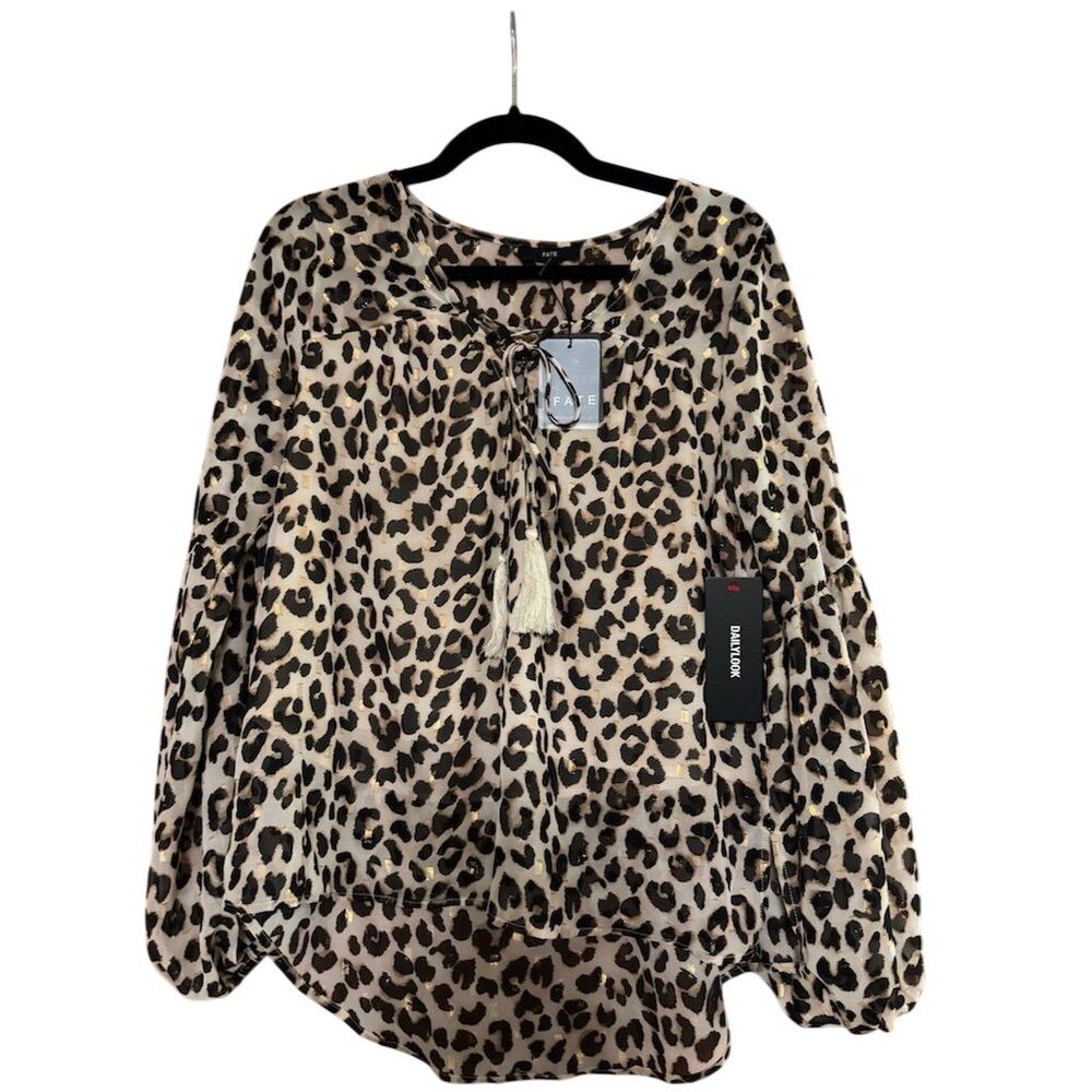 Fate Women's Animal Print Long Sleeve Blouse Size S
